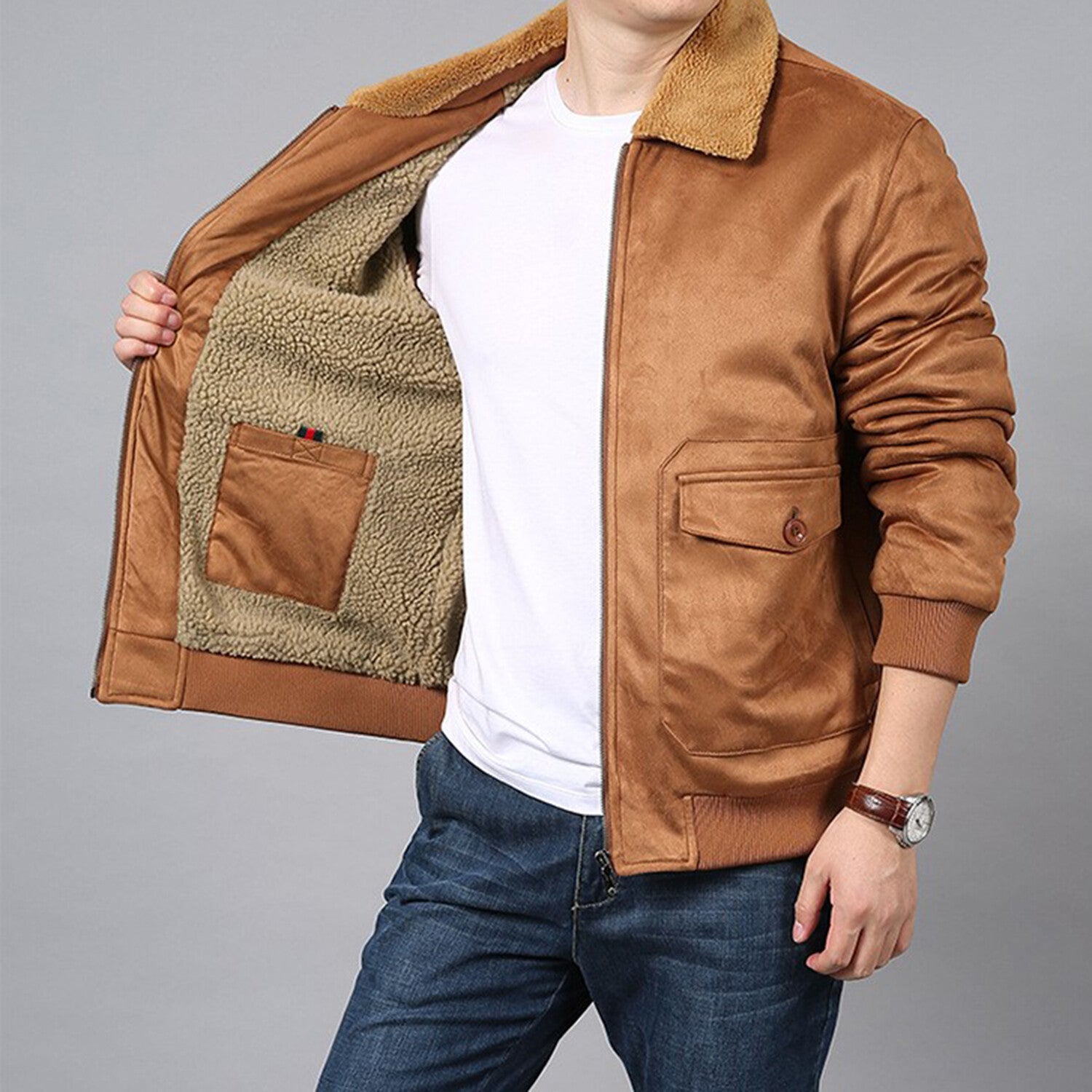 Trucker Brown Fleece-Lined Jacket