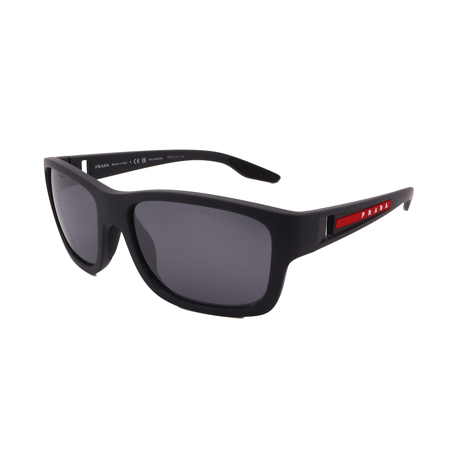 Men's // Prada Sport PS01WS UFK07H Square Sunglasses // Grey Rubber +Dark Grey Mirror Polar Lenses