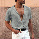 Knit Camp Collar Button-Up Shirt