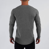 Crewneck Long-Sleeve Curved Hem T-Shirt