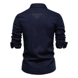 Denim w/Chest Details Long-Sleeve Button-Up Field Shirt