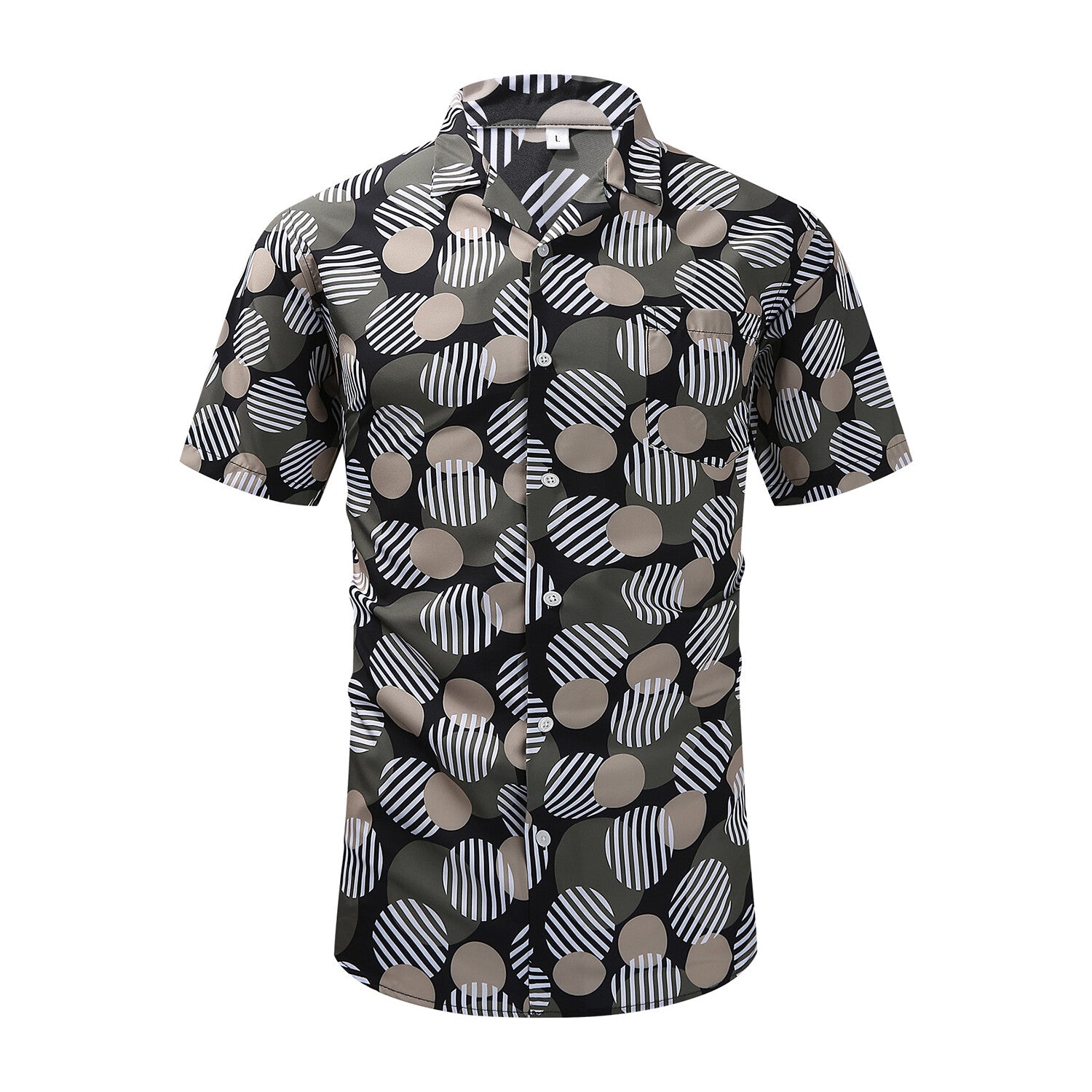 Dots Print Short-Sleeve Button-Up Shirt