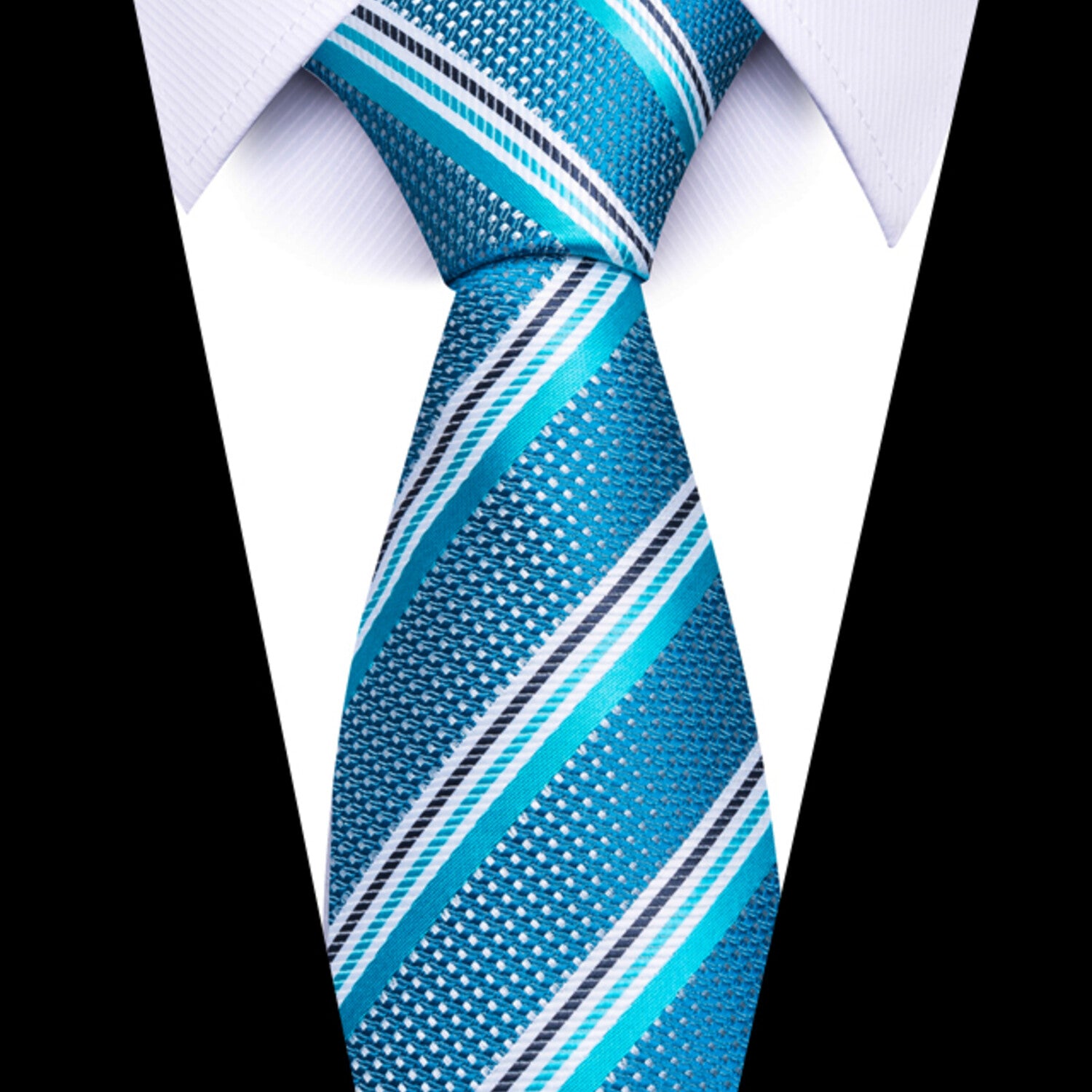 Formal Men's Necktie // Ocean Blue Striped Texture