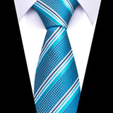 Formal Men's Necktie // Ocean Blue Striped Texture