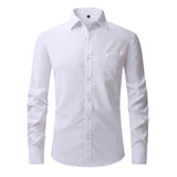 Solid Front Pocket Long-Sleeve Button-Up Shirt