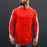 Crewneck Long-Sleeve Form Fitting Striped T-Shirt