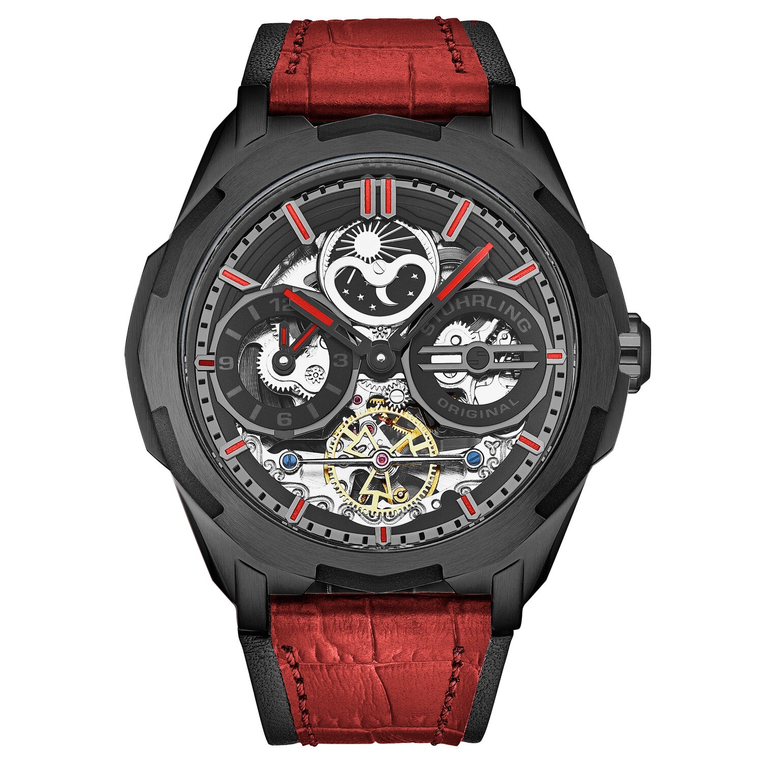 Stuhrling Original Dual Time Navigator Skeleton Automatic // 1012.05