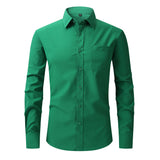 Solid Front Pocket Long-Sleeve Button-Up Shirt