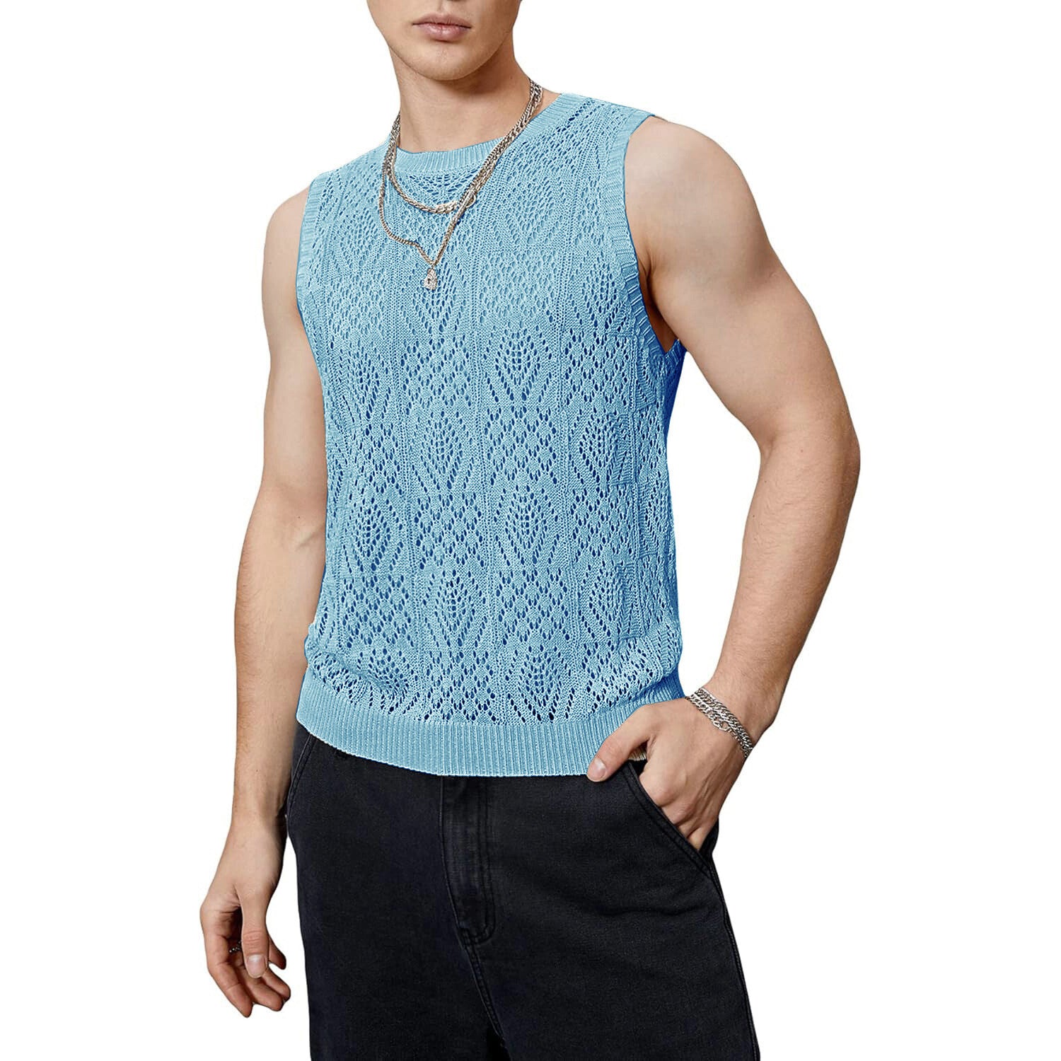 Sleeveless Crochet Knit Tank Top