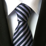 Formal Men's Necktie // Navy, Silver & Purple Stripe