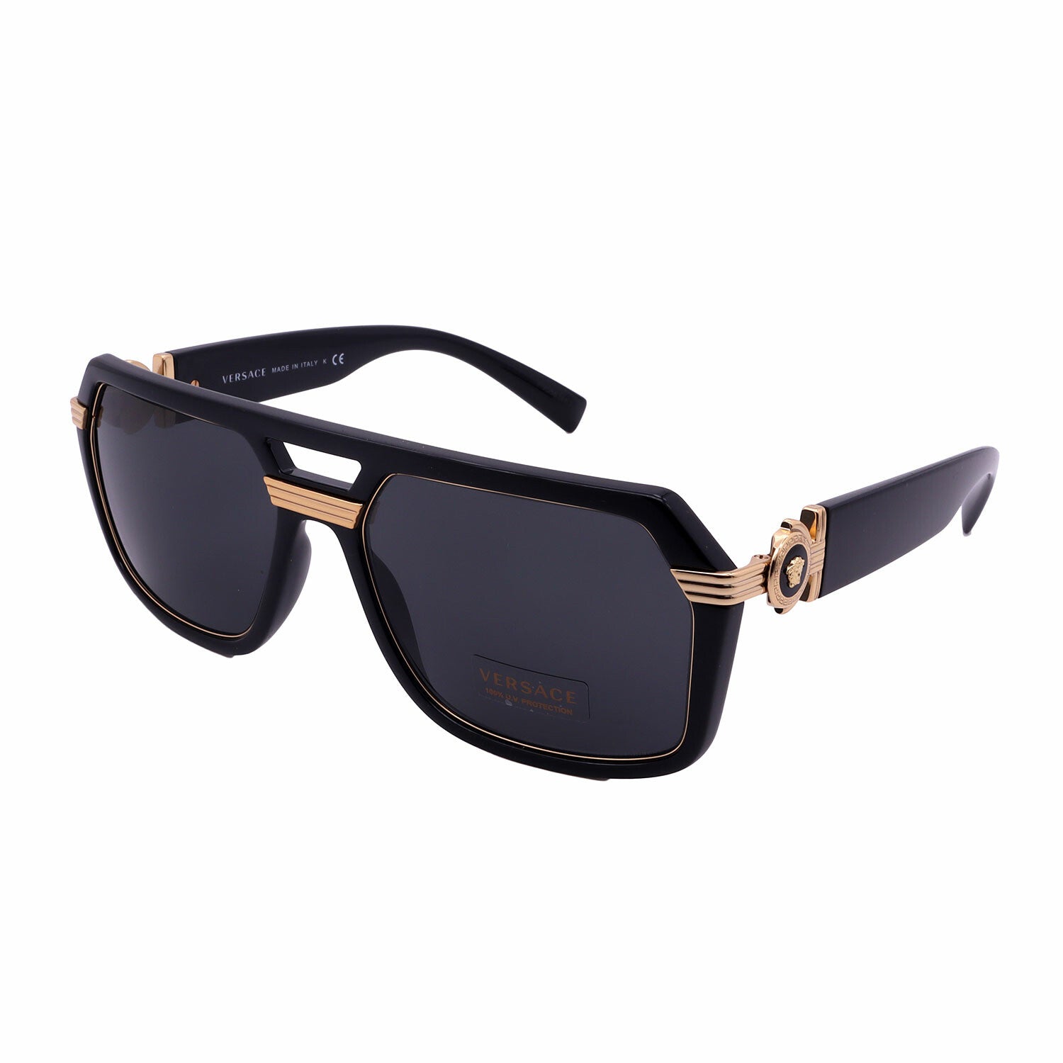 Versace // Men's // VE4399 GB1/87 Aviator Sunglasses // Black Gold + Dark Gray