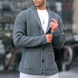 Shawl Collar Striped Knit Cardigan