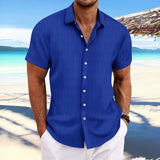 Striped-Knit Short-Sleeve Button-Down