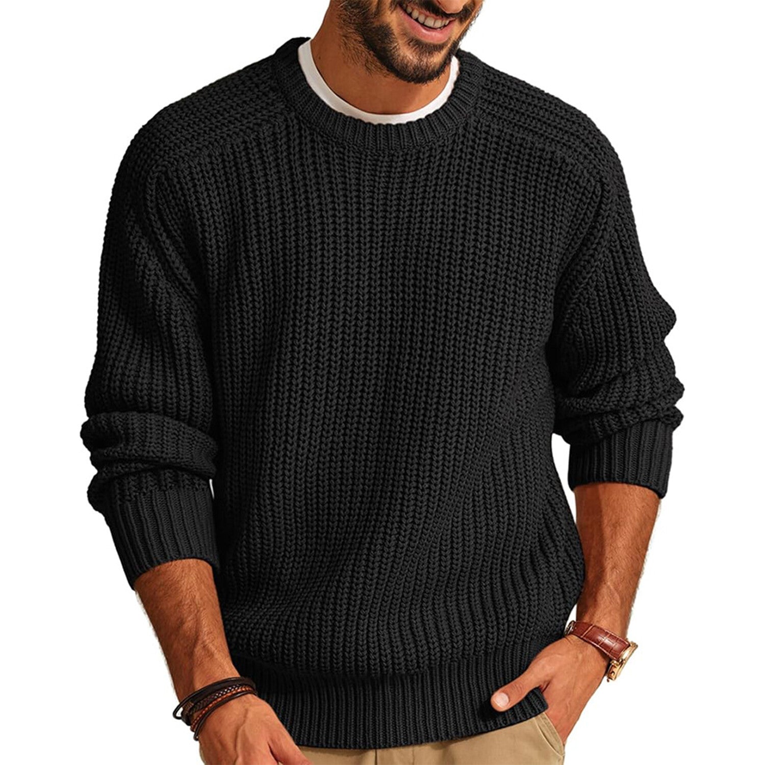 Crewneck Big Chain Knit Sweater