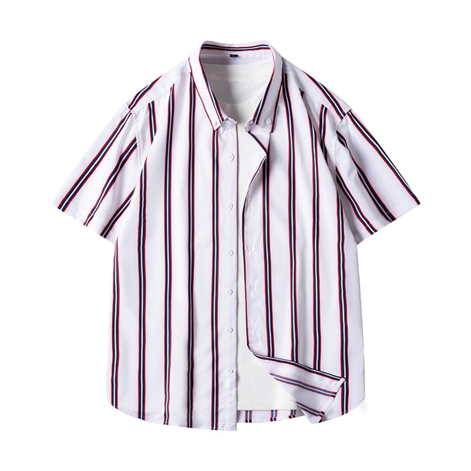 Striped Short-Sleeve Button-Up