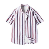Striped Short-Sleeve Button-Up