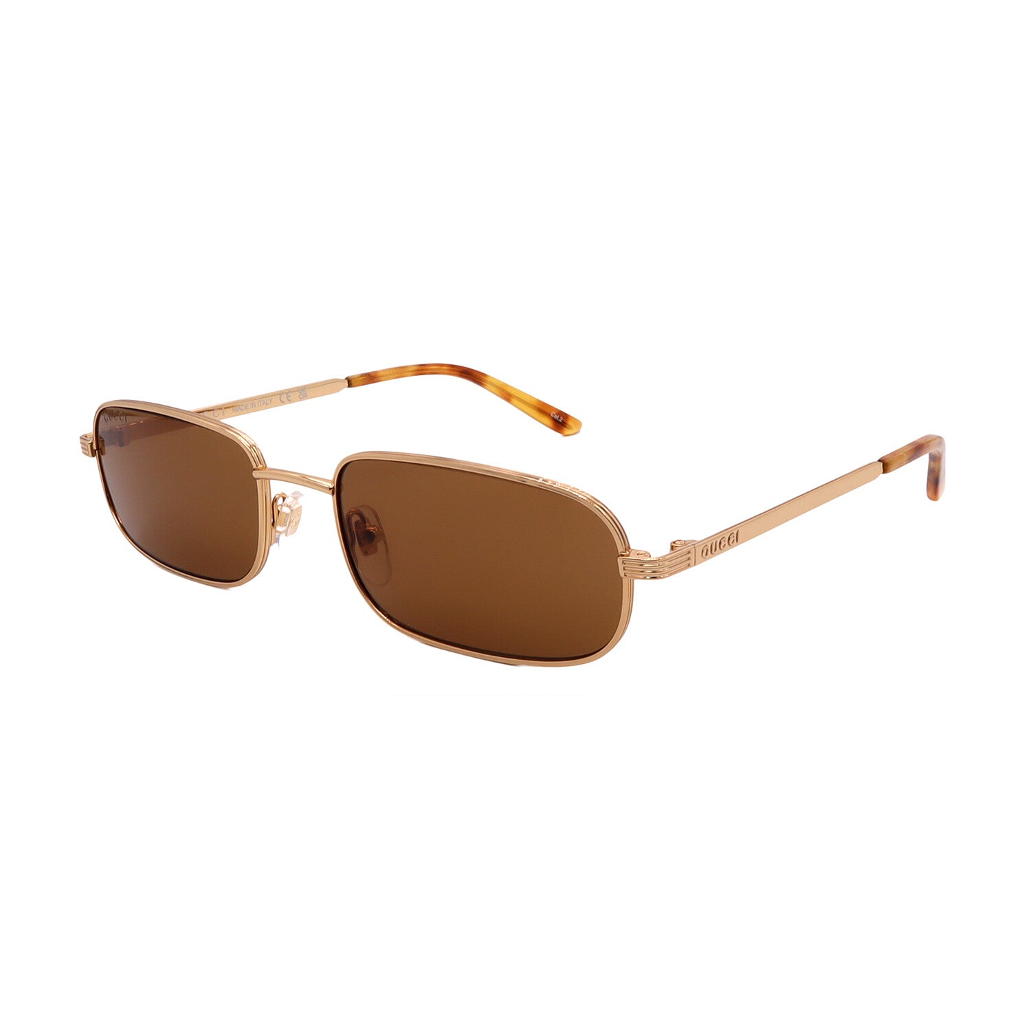 Gucci // Unisex GG1457S 002 Pilot Sunglasses // Gold + Dark Brown Lenses