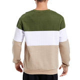 Crewneck Blocked Waffled Pullover
