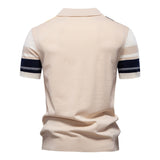 Vertical Asymmetric Print Striped Short-Sleeve Polo