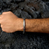 Duxot Accelero Stainless Steel + Sandy Silver Meteorite Bracelet // 9.1"