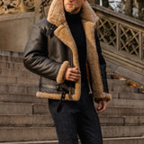 Faux Leather Fleece-Lined Jacket