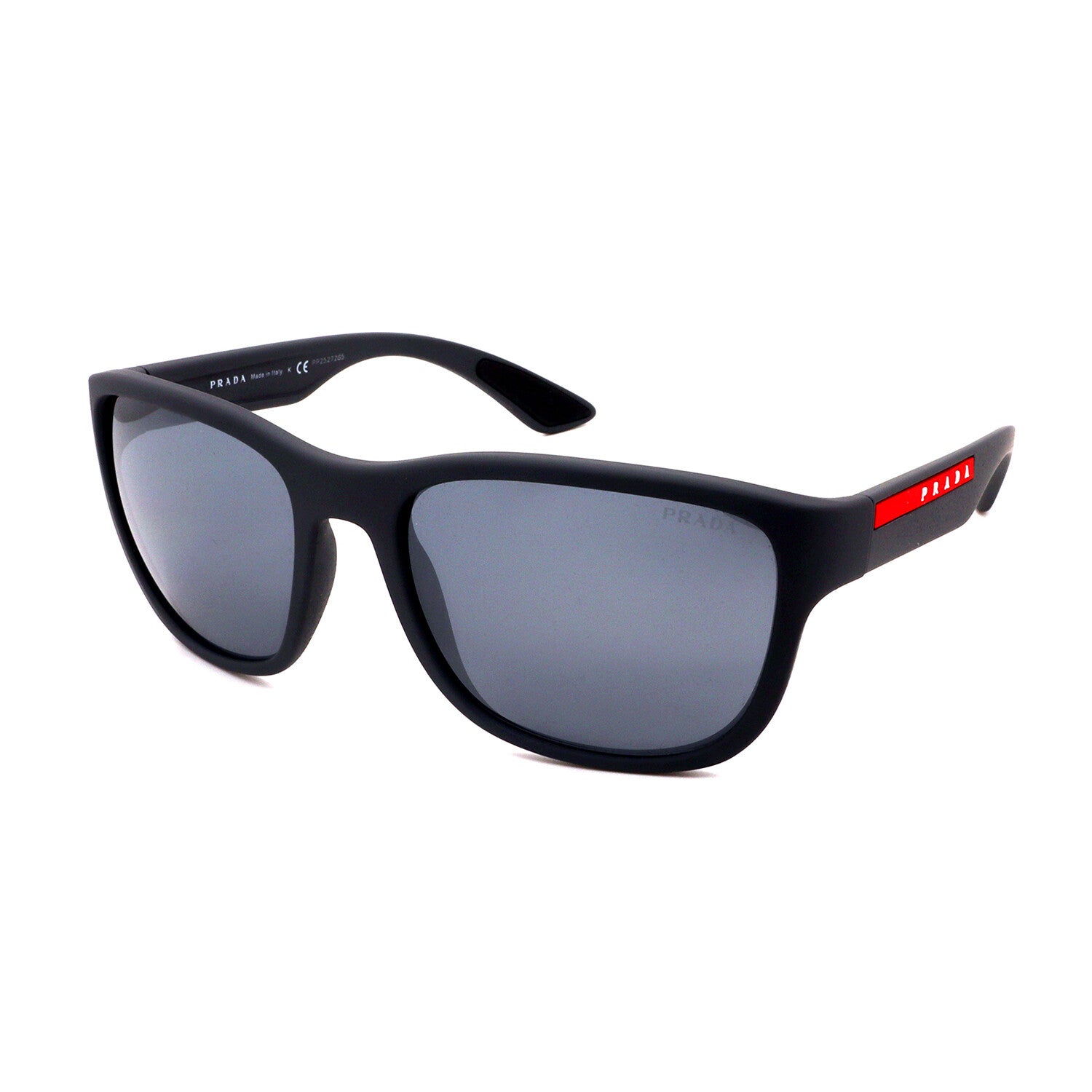 Men's // Prada Sport PS01US UFK5L0 Square Sunglasses // Grey Rubber + Grey Mirror Black Lenses