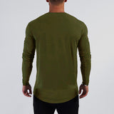 Crewneck Long-Sleeve Curved Hem T-Shirt