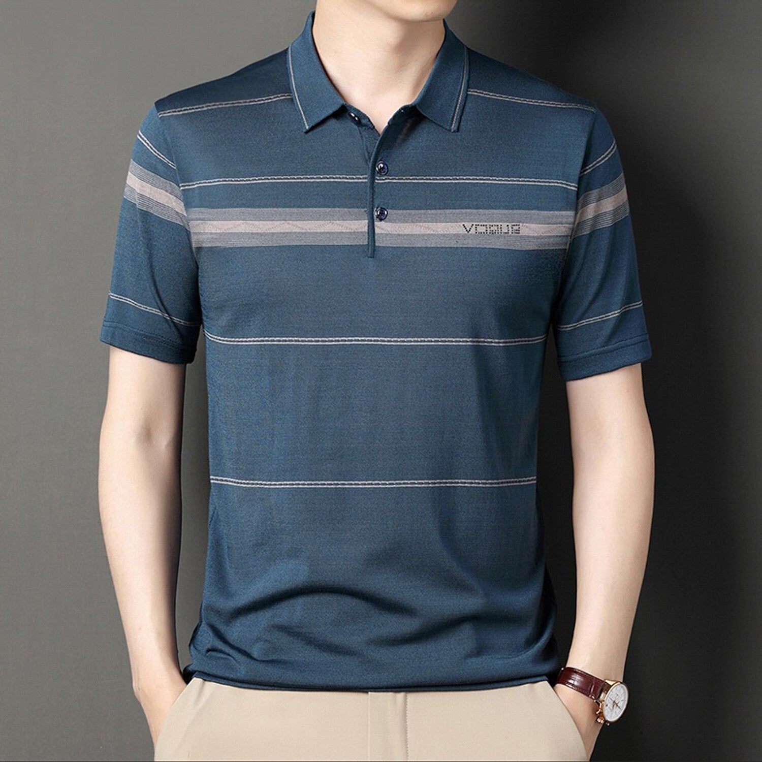 Striped Short-Sleeve Polo