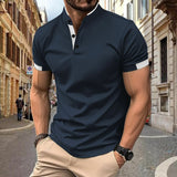 Mandarin Collar Short-Sleeve Polo