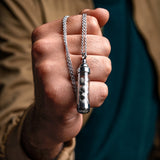 Duxot Marcel Stainless Steel + Muonionalusta Meteorite Drops Pendant Necklace // 25.6"