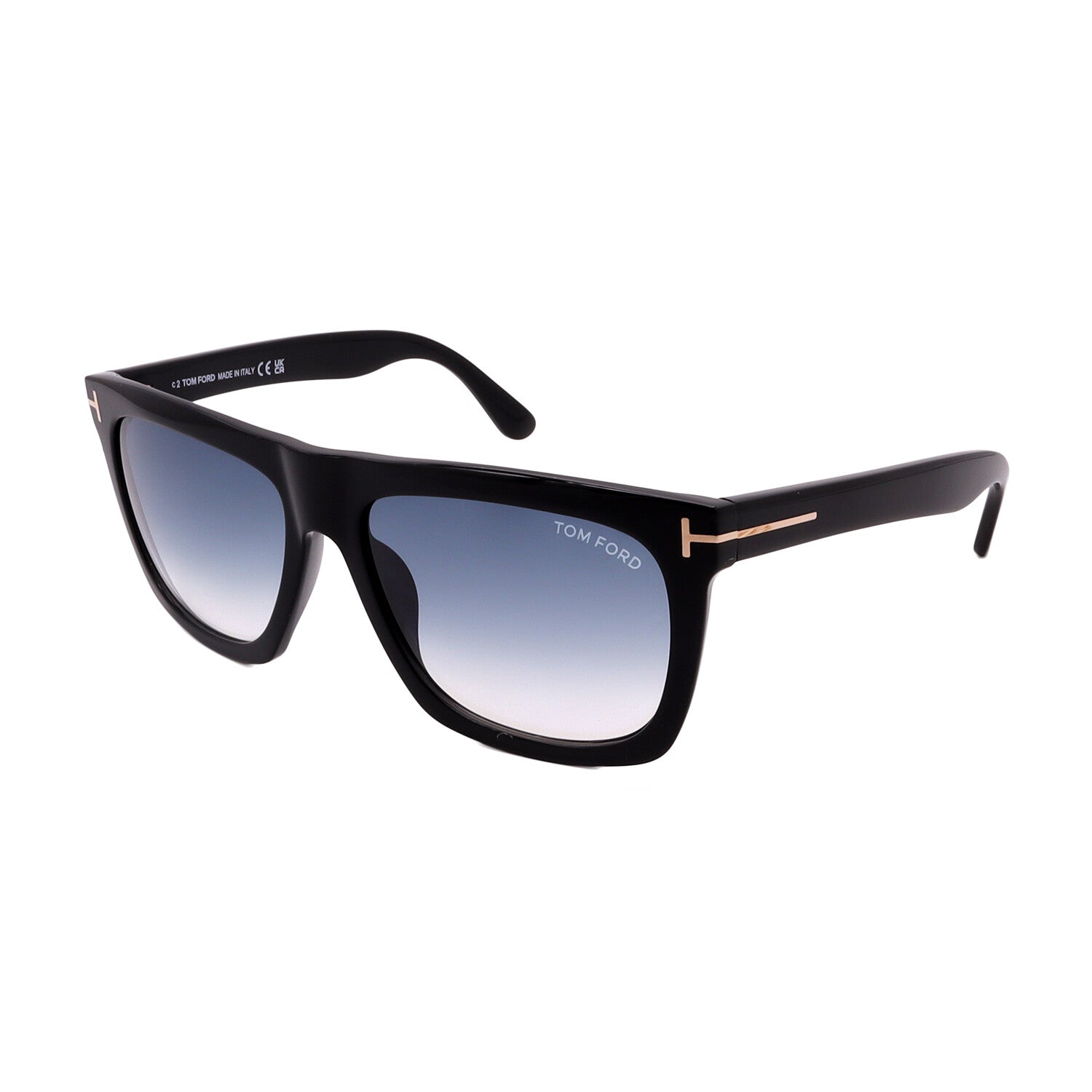 Tom Ford // Unisex FT0513/S 01W Square Sunglasses // Black + Blue Gradient Lenses