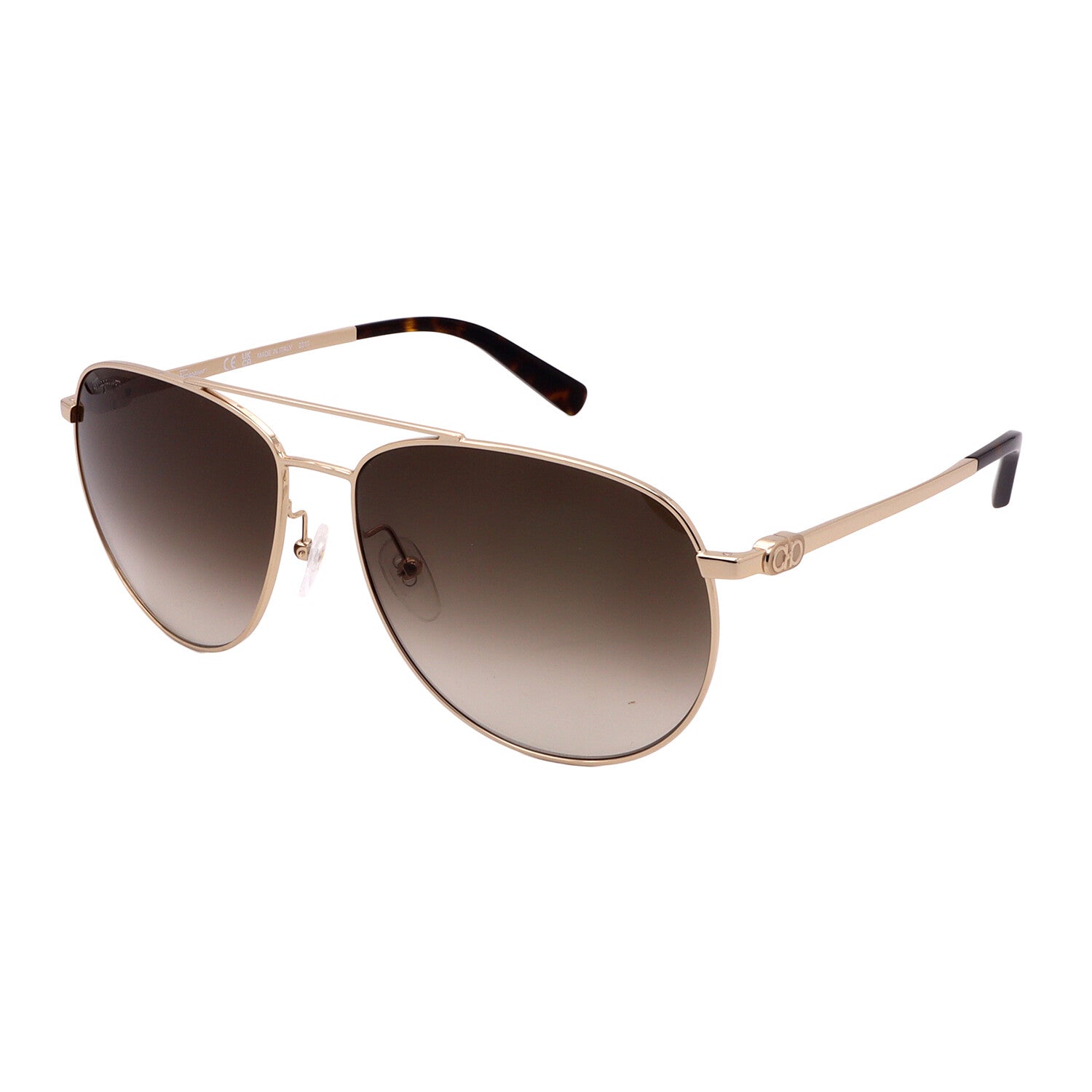 Men's // Ferragamo SF157S 717 Aviator Sunglasses // Gold + Brown Gradient