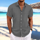 Striped-Knit Short-Sleeve Button-Down