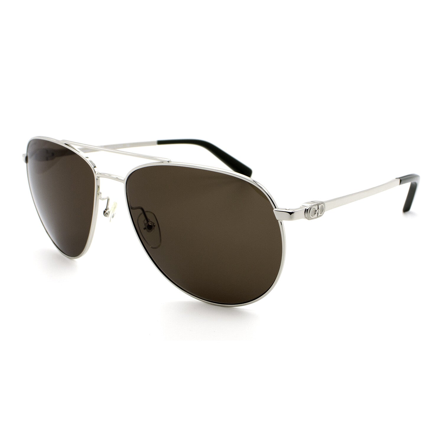Men's // Ferragamo SF157S 045 Aviator Sunglasses // Silver + Brown Gradient