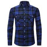Tartan Print w/ 2-Front Pockets Long-Sleeve Button-Up