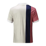 Quarter-Zip Color-blocked Stripes Short-Sleeve Polo
