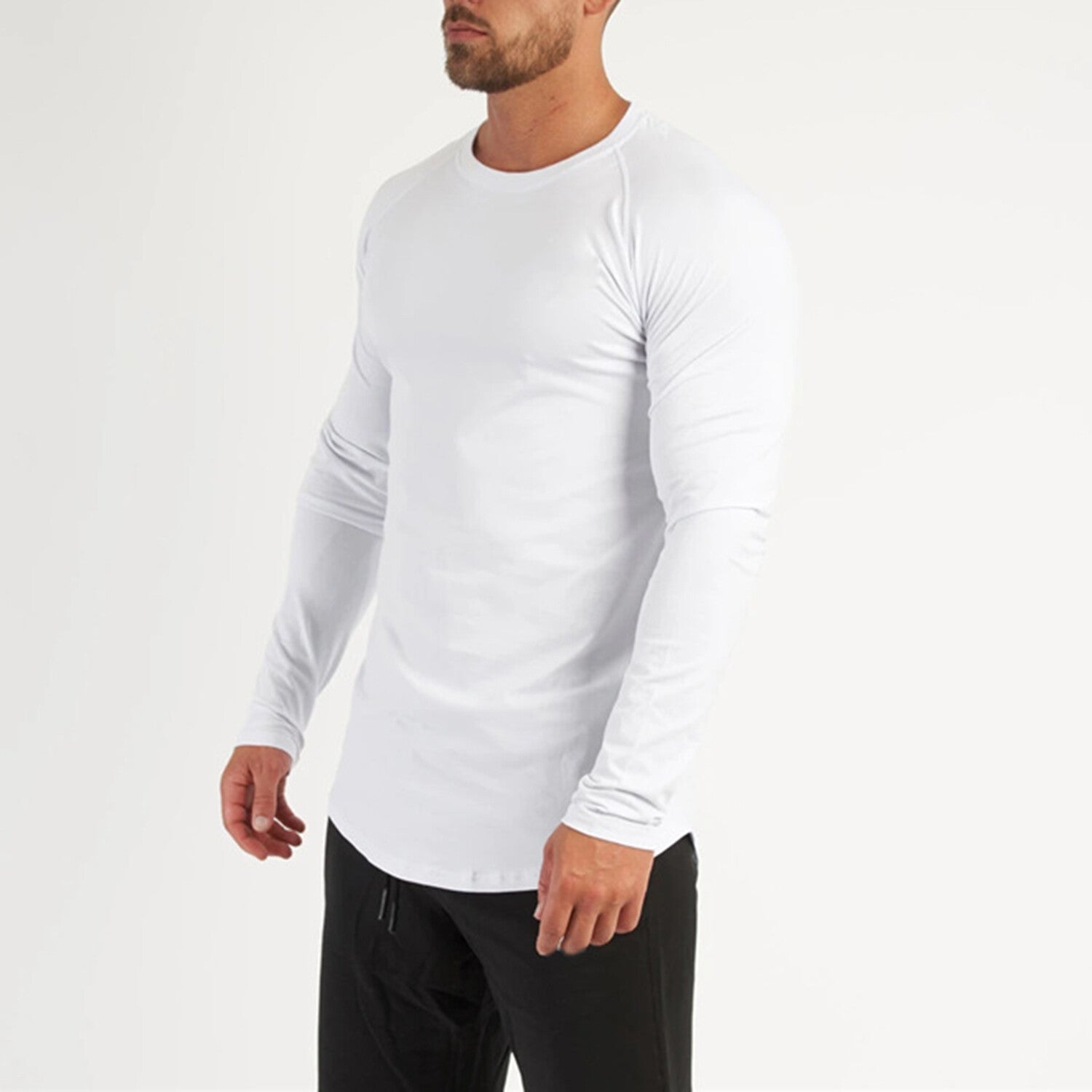 Crewneck Long Form Fitting Long-Sleeve T-Shirt