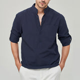 Pop-over Mandarin Collar T-shirt
