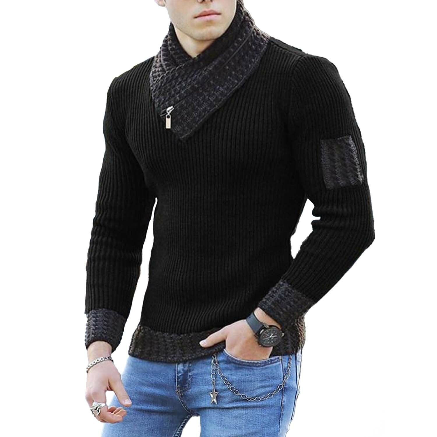 Ribbed Shawl Collar Sweater