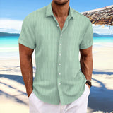 Striped-Knit Short-Sleeve Button-Down