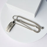 Duxot Marcel Stainless Steel + Argent Meteorite Dog Tag Necklace // 25.6"