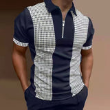 Houndstooth Short-Sleeve Quarter-Zip Polo