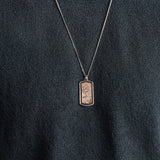 Duxot Vezeto Sterling Silver + Black Spinel + Silver Meteorite Dog Tag Necklace // 25.6"