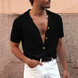 Knit Camp Collar Button-Up Shirt
