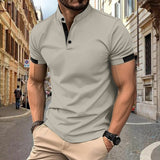 Mandarin Collar Short-Sleeve Polo