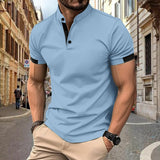 Mandarin Collar Short-Sleeve Polo