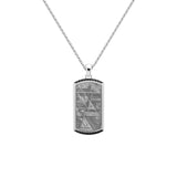 Duxot Vezeto Sterling Silver + Black Spinel + Cloudy Meteorite Dog Tag Necklace // 25.6"