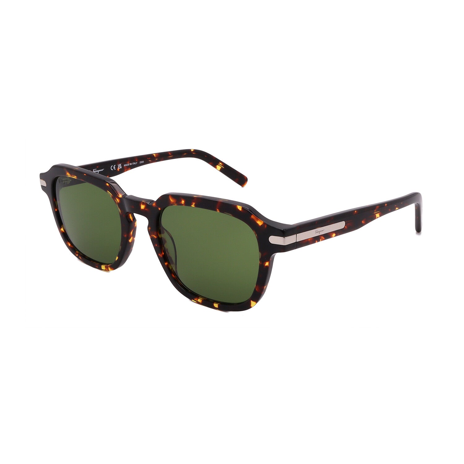 Men's // Ferragamo SF1089S 219 Square Sunglasses // Dark Havana + Green
