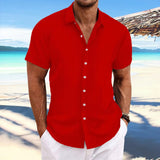 Striped-Knit Short-Sleeve Button-Down