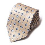 Formal Men's Necktie // Sand Gold Blue Petals
